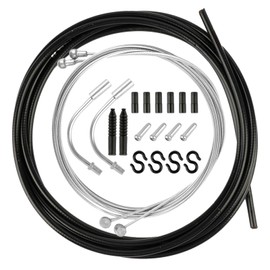 Brake Cable Bicycle Set, 2.5 m Gear Cable Bicycle, Universal Brake Cable Set with 2 V Brake Manifold (110 Degrees) and Dust Cover, Brake Cable Replacement for Mountain Bike, Road Bike