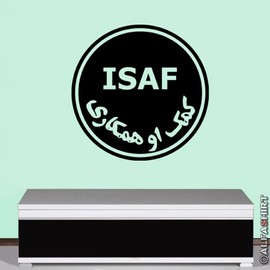 ISAF International Security Assistance Force Internal Safety Support Military Afghanistan German Military Wall Art Wall Decal Sticker 45 x 45 cm (Black) # 7138