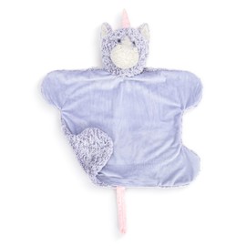 DEMDACO Heartful Hugs 20 x 19 Inch Soft Fluffy Polyester Soothing Weighted Plush Animal Cuddle Blankie Blanket, Gray and Pink, Unicorn