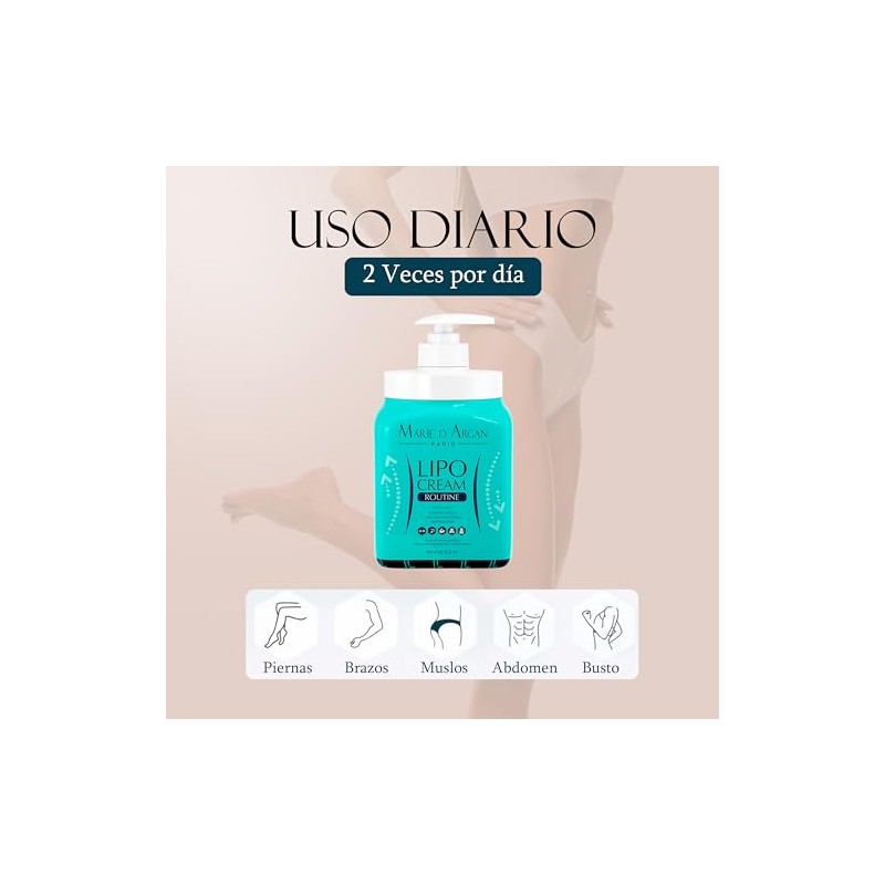 Marie d’Argan Crema Corporal Reductora Lipo Routine 454 ml, Efecto