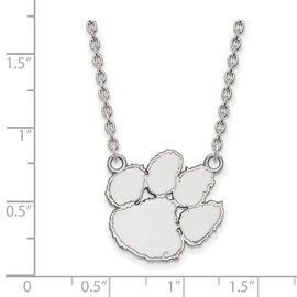 Clemson Large (3/4 Inch) Pendant w/ Necklace (Sterling Silver)