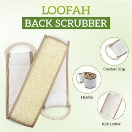 Natural Loofah Back Scrubber - Exfoliating Sponge for Shower - Loofah Clean Your Back Deeply - Vegetable Scrubber for Men and Women - 100% Biodegradable Compostable Plastic Free (Pack 1)