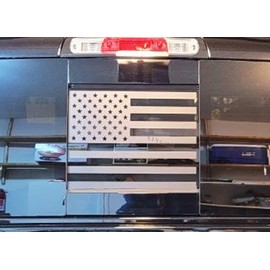 Xinghe American Flag Decal for Chevy Silverado GMC Sierra 2004-2022 Rear Middle Window, Matte Black, Vinyl, Waterproof, Removable, Rectangular, Patriotic, Truck Decal