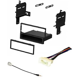Single Din Car Stereo Radio Install Dash Kit, Wire Harness, and Antenna Adapter Made for 2009-2010 Kia Sportage (No Factory Satellite Radio Option Vehicles)