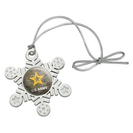GRAPHICS & MORE U.S. Army Logo on Camo Metal Snowflake Christmas Tree Holiday Ornament