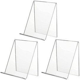 Aieraczy Book Stand, Pack of 3 Book Holders, Acrylic Stand, Brochure Stand, Book Stand, Bookend Plexiglass Stand, Cookbook Holder for Picture Stands, Books Accessories, Flyers
