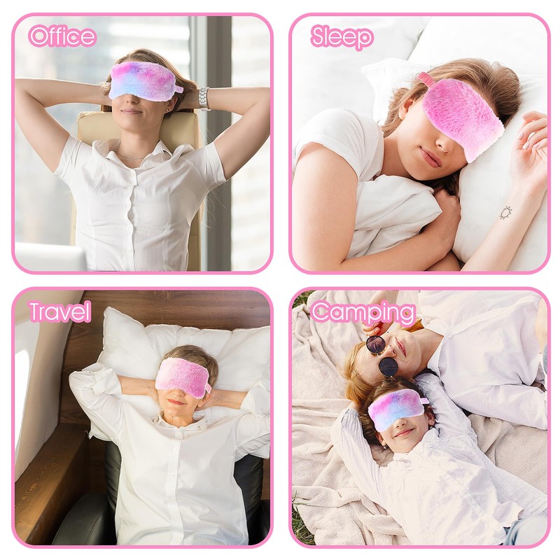 2 Pcs Plush Eye Mask Soft Sleeping Blindfold Eye Cover