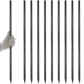 AAGUT Rebar Stakes 40 Inch 10 Pcs, 1/2" Heavy Duty Straight Ground Garden Stakes Landscpe Timber Spikes with Chisel Point End for Cement, Concrete Form, Plant Support, Black