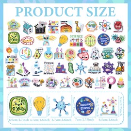 Hotop 48 Pcs Science Iron on Patches Lab Week 2025 Gifts Laboratory Embroidered Patch Cartoon Cute Physics Biology Chemistry Sew on Applique for Jeans Clothes Backpack Cap DIY Crafts Sew Making