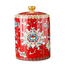 Bicuzat Enamel Ceramic Tea Caddy Tea Canister Tea Storage Container Tins Jar with Airtight Lid Water-proof Tank for Tea, Coffee, Herb, Sugar, Spice, Nuts