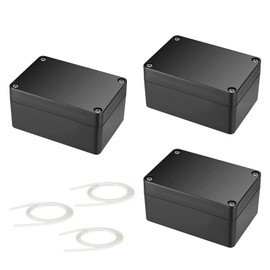 Pack of 3 Junction Box Waterproof IP66, Electronic Project Box, Black Junction Box Outdoor, Electrical Accessories Housing Plastic, 100 x 68 x 50 mm