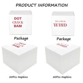 Geloar Funny Mahjong Cocktail Napkins, 100 Pack Dot Crack Bam, All I Need Is Wind Disposable Paper Cocktail Beverage Napkins for Game Nights Bridal Showers Birthday Party 2-Ply, 4.5x4.5"