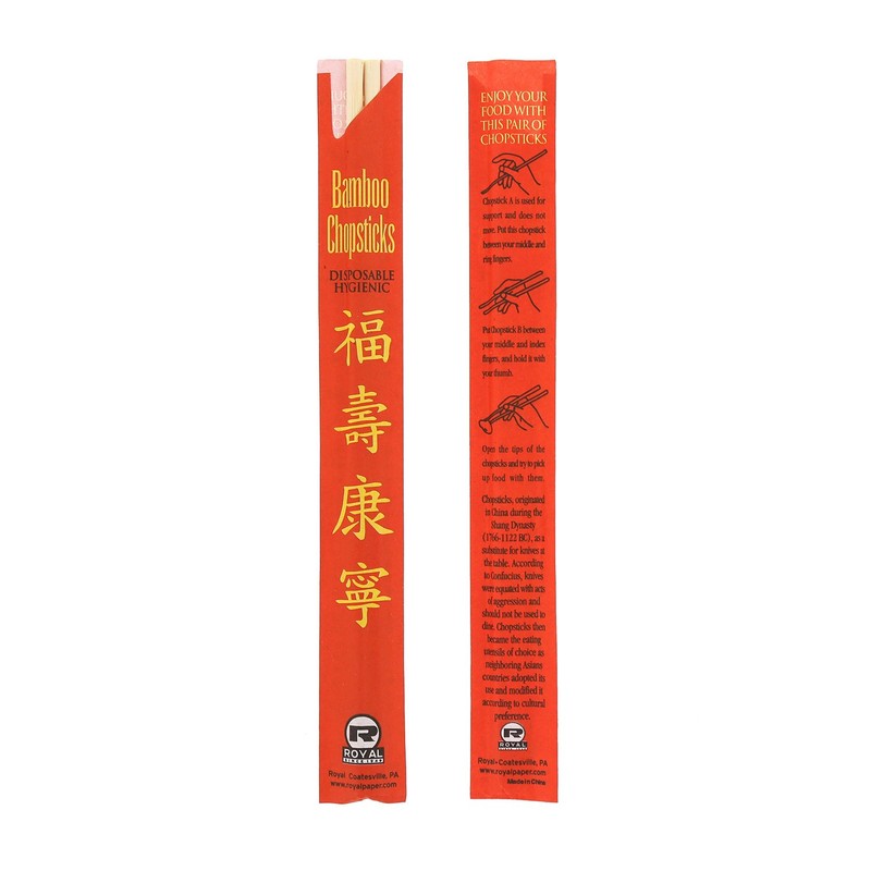 Royal Premium Disposable Bamboo Chopsticks, 9 Inch Sleeved and Separated,