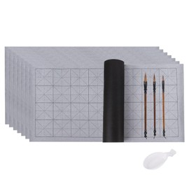 PATIKIL 12pcs Chinese Calligraphy Set, 28x13Inch Reusable Water Writing Cloth Magic Paper Blank Calligraphy Brush No Ink for Beginners Practicing