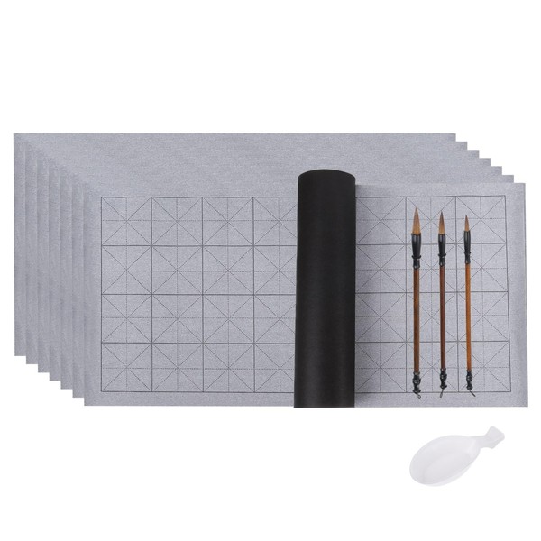 PATIKIL 12pcs Chinese Calligraphy Set, 28x13Inch Reusable Water Writing Cloth