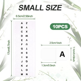 A-Z 26 White Letters Tabs Sticky Alphabet Tabs, 260 Pcs Self Adhesive Page Tabs Alphabetical Tabs Indexes for Books, Dictionary, Notes, File (10 Sheets)