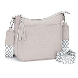 SOGYECS Shoulder Bag Women's Medium Handbag Women's Black Shoulder Bags for Women Leather PU Crossbody Bag Women's Wide Strap, lightgrey