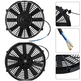 Mupera Electric Radiator Cooling Fan - Universal Slim Fan Push Pull, Electric Radiator Cooling Assembly 12V 80W with Mount Kit(10 inch, Black)