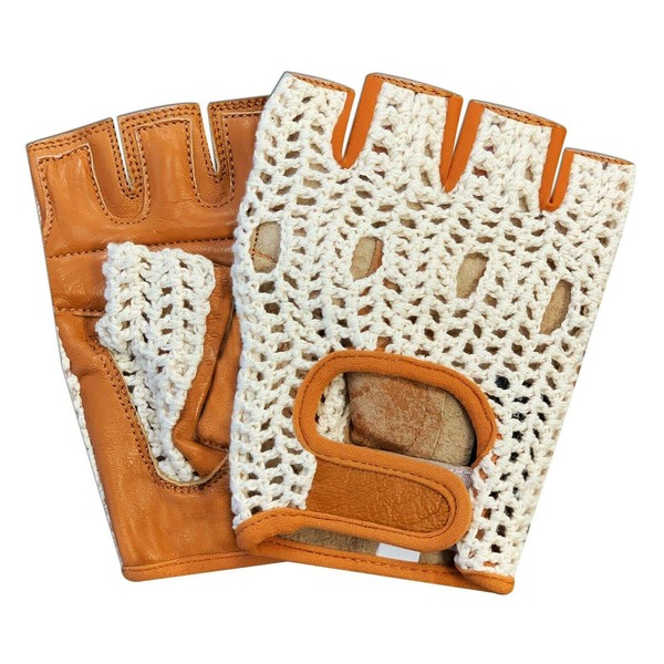 Kango Fitness Real Soft Leather Mesh Net Fingerless Driving Weight