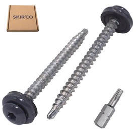 SKIR'CO (20 pcs) Metal Roofing Screws, 4.8 x 60 mm Painted Self-Drilling Screws With EPDM Washers, Torx Head (Graphite Grey RAL 7024)