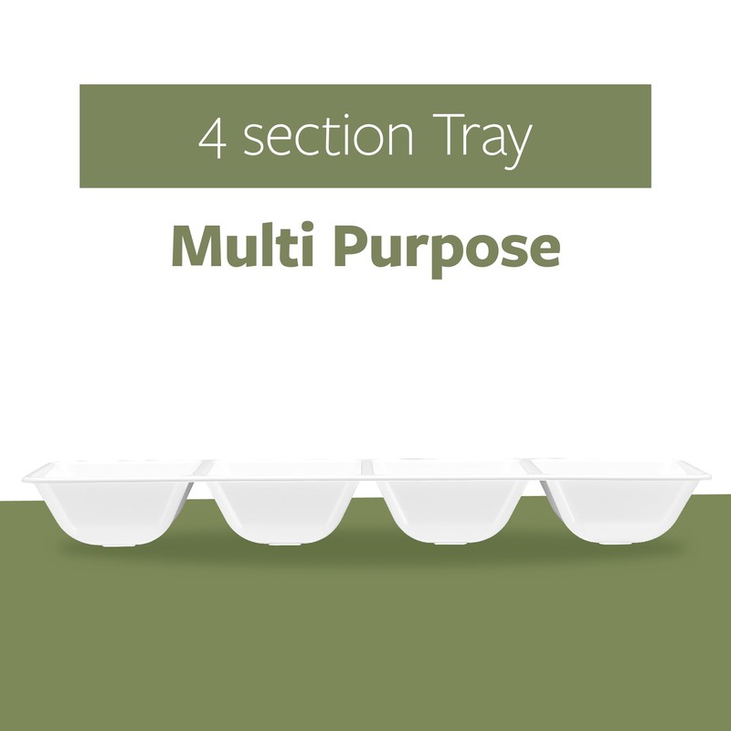 Plasticpro 4 Sectional Rectangle Plastic Disposable Serving Tray/Platter 5 X