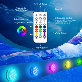 Rechargeable Submersible Pool Lights with Remote - IP68 Waterproof Underwater Led Lights,16 Color Changing Multicolor Floating Pool Lights with Magnets and Suction Cups for Pond Bathtub Decor