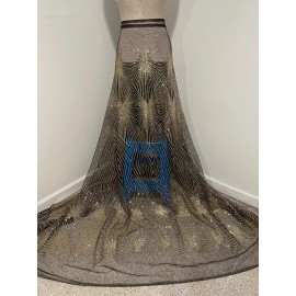 Wowfabric4less123 GOLD BLACK Sprinkles Glitter lace fabric 50" width Sold By The Yard