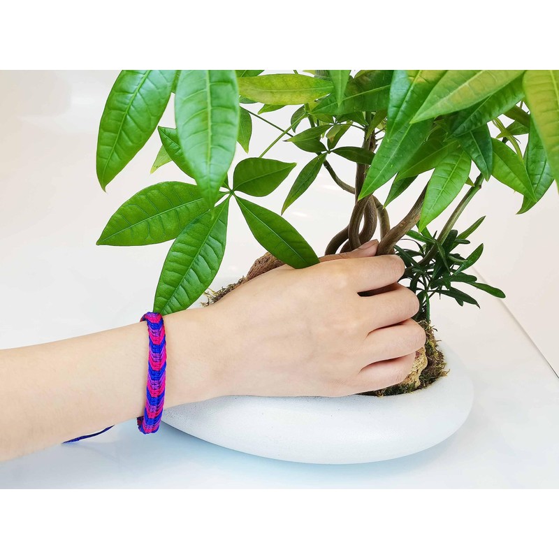 Zigvert Bisexual Pride Bracelet, Handmade Cotton Cord Chain Wrap, Adjustable,