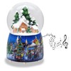 Snow globe Christmas music box, winter hut, base Christmas market