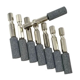 Luo ke 8 Pcs 10mm Cylinder Shape Grinding Stones - 1/4'' Hex Shank Abrasive Stone Mounted Aluminum Oxide Grinding Point for Rotary Tools Drill