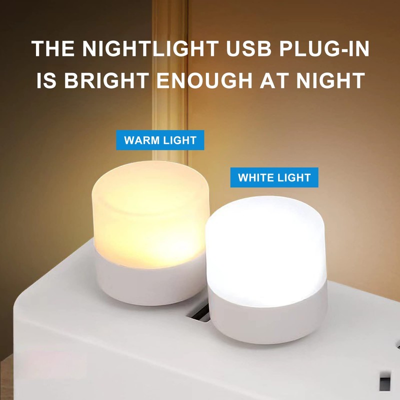 12 pcs USB Plug-in Night Lights, Round Mini Night Lights,