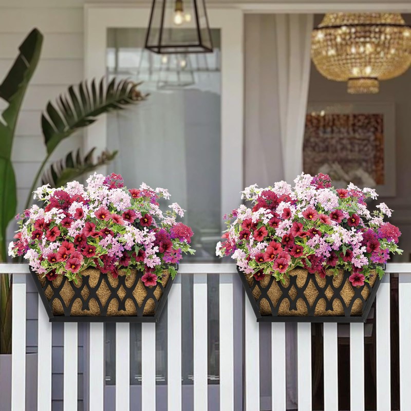 Karlliu 4 Pack 12 Inch Window Boxes Planters Railing Planter