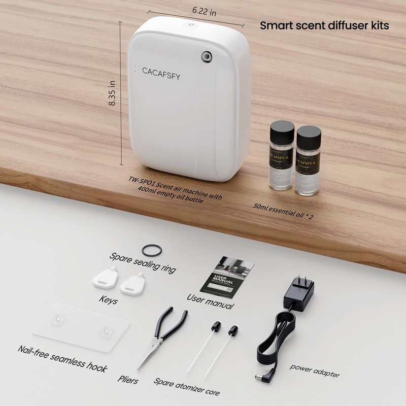 Waterless Essential Oil Diffuser,(Two 50ml Fragrances Included) 2000 Sq.Ft Coverage