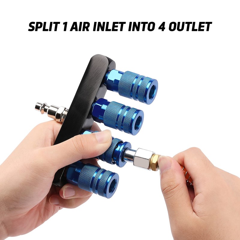 AIRTOON 4-Way Straight Air Manifold Splitter, Line Type Air Compressor