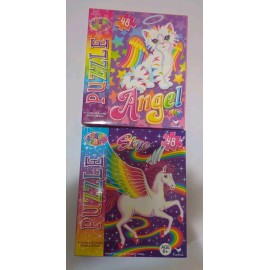 Cardinal 2014 NIB LISA FRANK ANGEL KITTY & SKYE HORSE PUZZLE 48 PIECE 10.3" X 9.1"