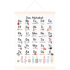 JIANTA ABC Poster for Children 30 x 40 cm Learning Poster Letters Numbers Learning Children's Room Primary School Preschool Alphabet for School Nursery Hanging / Magnetic
