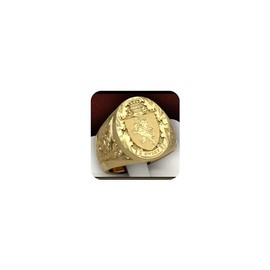 SUKKCCNO 18K Yellow Gold Plated 925 Sterling Silver Hip hop Ring Vintage Lion Shield Badge Ring Engraving Pattern Crown Ring Signet Ring Cocktail Party Ring for Men … B09TGQ2ZQT (8)