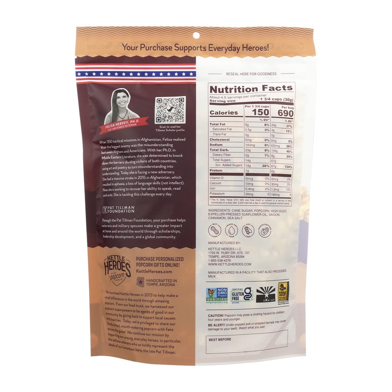 Kettle Heroes, Cinnamon Sugar Churros Kettle Corn 5 Oz.