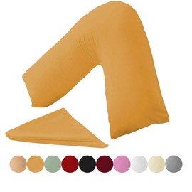 Kanak V Shaped Pillowcase Plain Polycotton Back & Neck Support V Pillow case cover - Orthopaedic/Pregnancy/Nursing Pillow Cover Only - Mustard