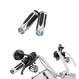 TDR 1 Inch Chrome Handlebar Hand Grips CNC Aluminum Rubber Sportster XL 883 1200 Softail VRSC Dyna Touring Motorcycle Cable Throttle Models Pair