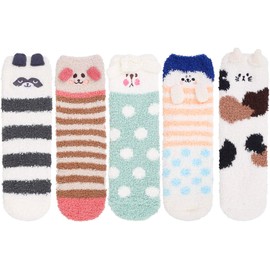 Zmart Soft Cute Fuzzy Socks for Women Cozy Slipper Socks Warm Sleep Microfiber Fluffy Winter Christmas Socks
