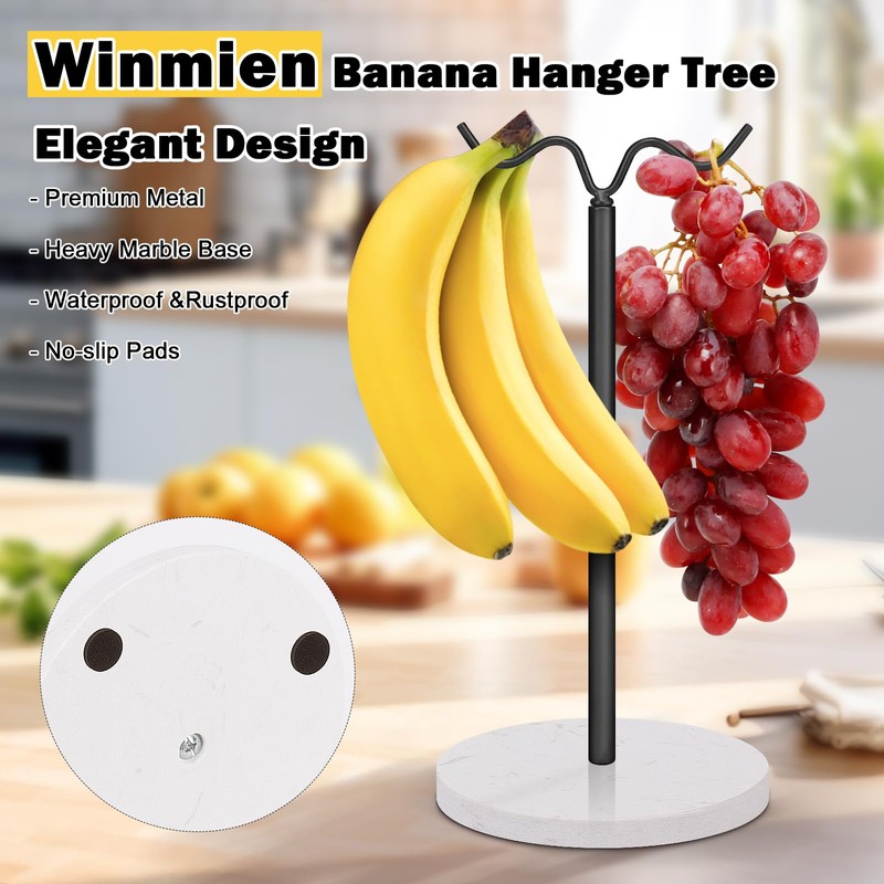 Winmien Double Hooks Standing Banana Holder, Banana Hanger Tree Stand