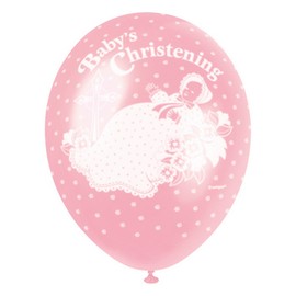 Unique Party 80245 - 12" Pearlised Latex Pink Christening Balloons, Pack of 5