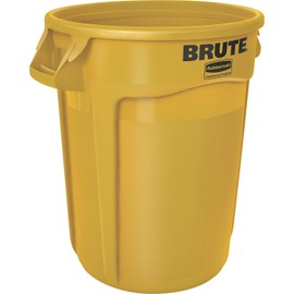 Rubbermaid Commercial Products BRUTE 32G Yellow Vented Trash Container, for Landscapers/Construction Sites/Restaurants/Back of House/Offices/Warehouses/Commercial Environments