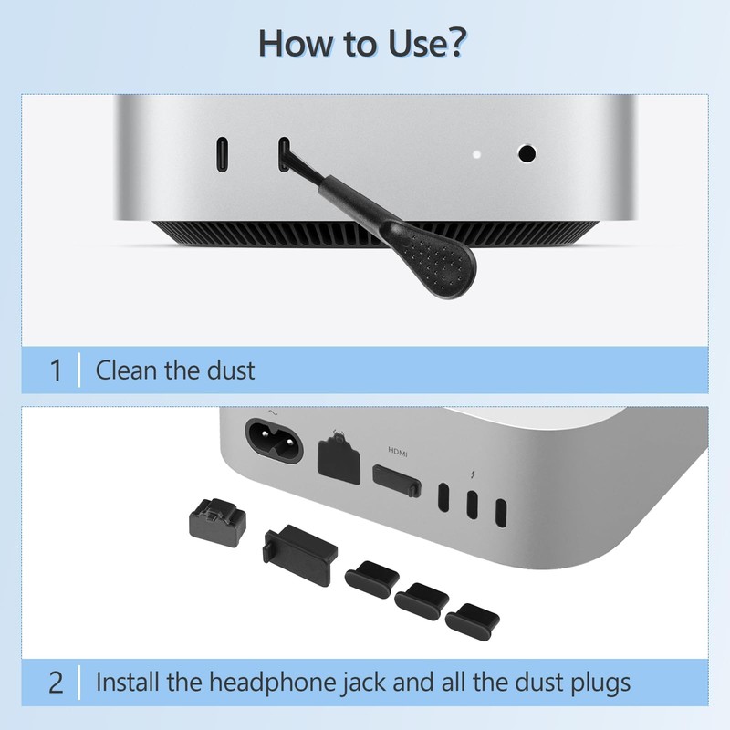 AILOVETECK Dust Plug Cover Kit for Mac mini M4/M4 pro,