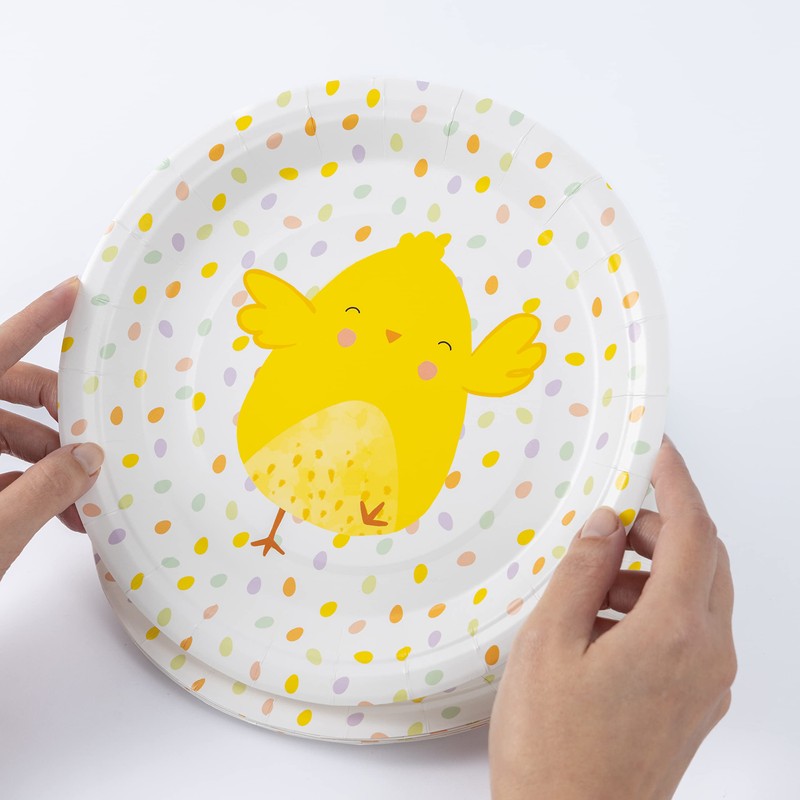 evelay 8 x Easter Chick Paper Plates 23cm Kids Food