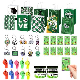 GZGRYTRC Football Party Bags Fillers with Soccer Pinball Toys, Whistles, Bracelets, Keychains, Football Party Decorations for Boys Party Bag Fillers