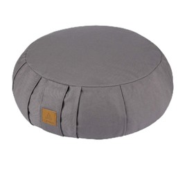FelizMax Round Zafu Meditation Cushion D=16" H=5.5" Zabuton Meditation Pillow Yoga Bolster Yoga Pillow Floor seat Zippered Organic Cotton Cover Natural Buckwheat Kneeling Pillow-Large (Grey)