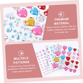Baluue 6sheets Rhinestone Face Stickers for Makeup Festival and Party Decoration Sparkling Acrylic Face Gems Mixed Colors Shapes Easy to Apply Reusable and Safe for Skin
