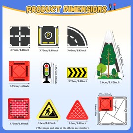 Mini Road Magnetic Tiles Set, Travel Magnetic Tiles with Metal Case